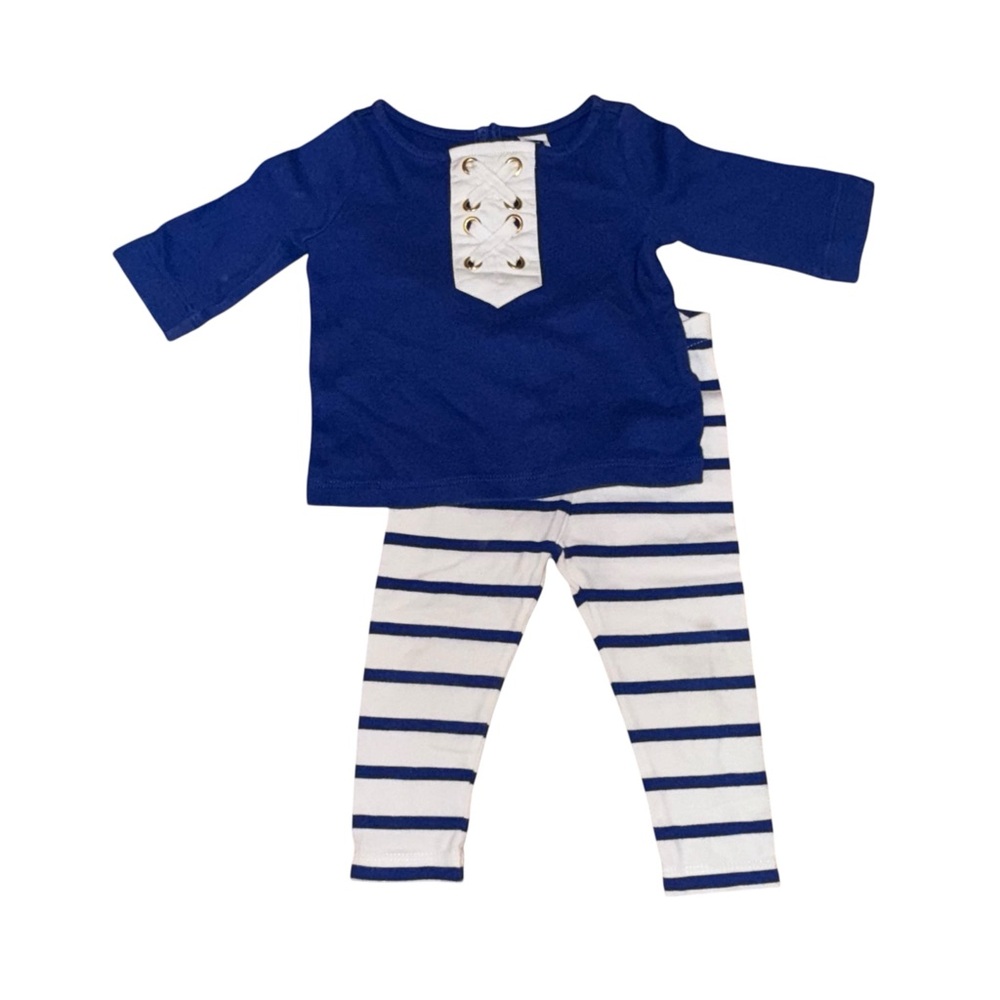 Janie and Jack Outfit Blue and White Size 6-12 Months